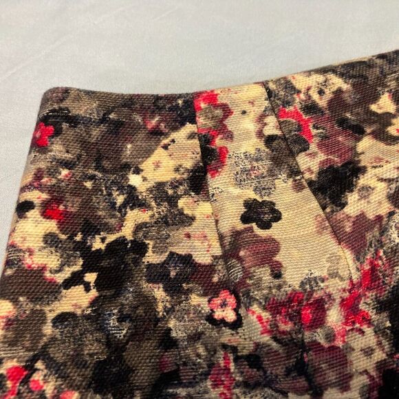 Talbots Woven Skirt Fall Floral Abstract Watercolor Lined Mini Chic Petite 2P - Picture 7 of 10